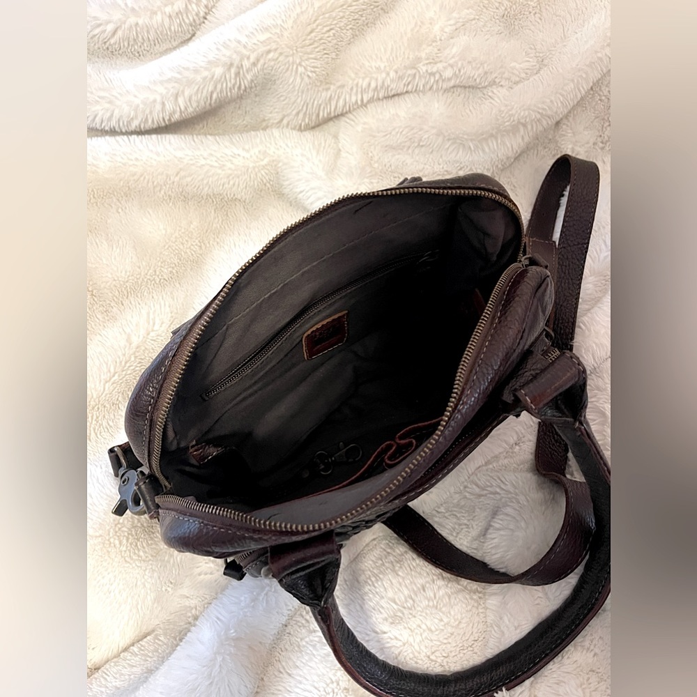 FRYE Dark Brown Studded Leather Satchel - Picture 5 of 11
